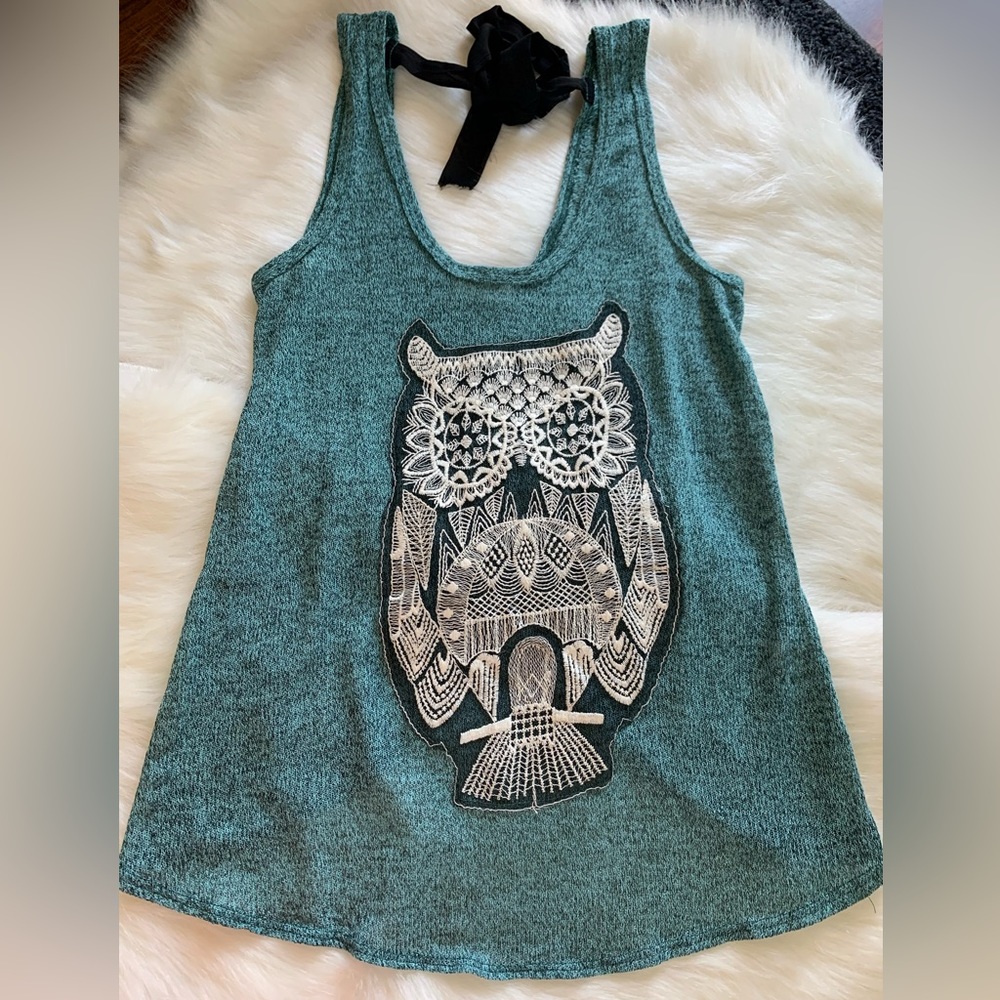 Poetry Girls Sleeveless Owl Top SIZE L NWOT